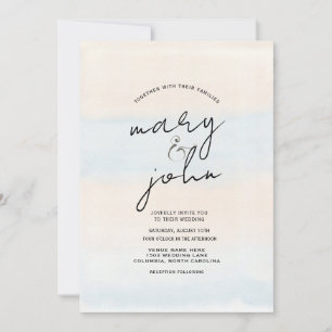 sunset on the beach destination wedding coral invitation