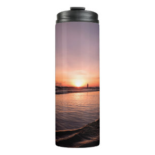 Sunset on the beach is dark light and be strong su thermal tumbler