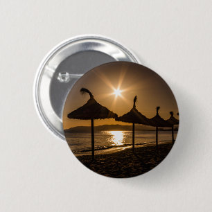 Sunset on the beach, Mallorca, Spain 6 Cm Round Badge