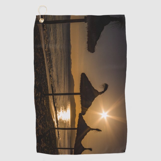 Sunset on the beach, Mallorca, Spain Golf Towel (Front)