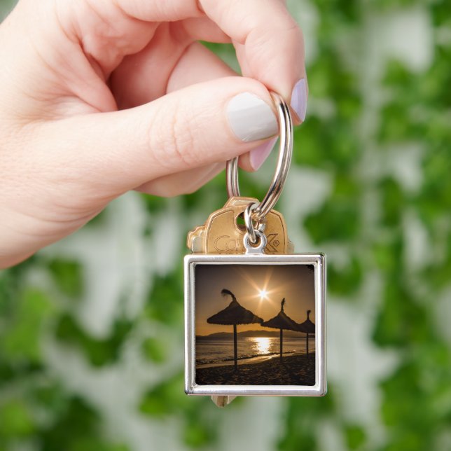 Sunset on the beach, Mallorca, Spain Key Ring (Hand)