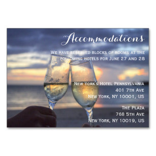 Sunset On The Beach Wedding Accommodation Cards