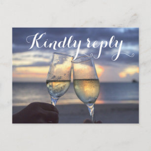 Sunset On The Beach Wedding RSVP Postcards