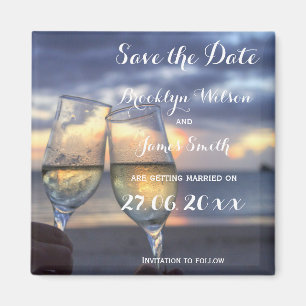 Sunset On The Beach Wedding Save The Date Magnet
