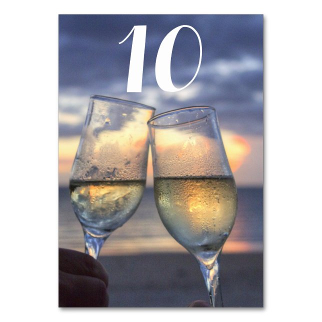 Sunset On The Beach Wedding Table Numbers (Front)