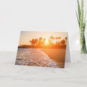 Sunset on the Beach with Coconut Palms Sri Lanka Card