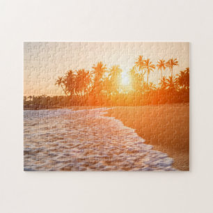 Sunset on the Beach with Coconut Palms   Sri Lanka Jigsaw Puzzle