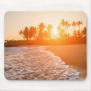 Sunset on the Beach with Coconut Palms   Sri Lanka Mouse Pad