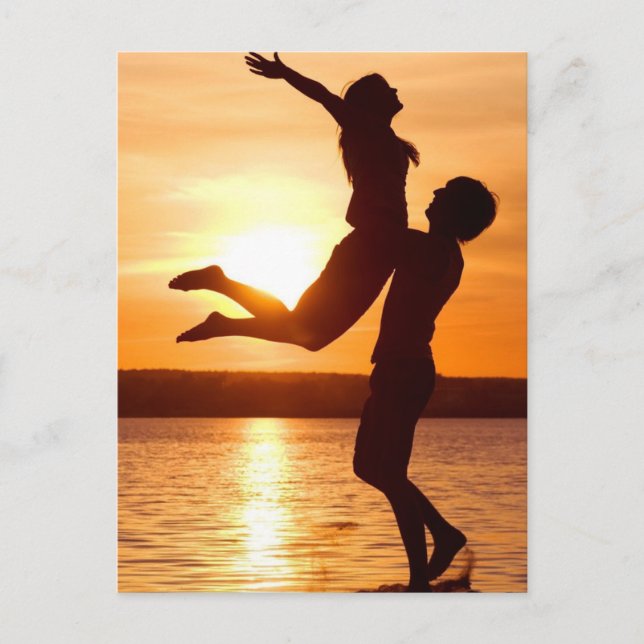 Sunset on the Beach With Couple Love Postcard (Front)