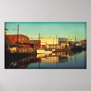 Sunset on the dock poster