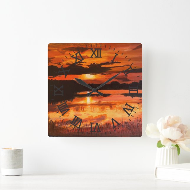 Sunset on the Everglades, by Gary Poling Square Wall Clock (Home)