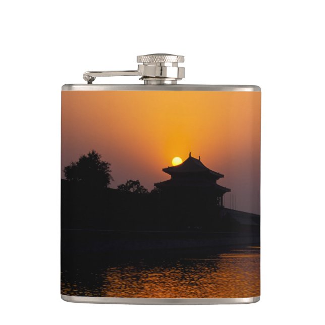 Sunset on the Forbidden city - Beijing, China Hip Flask (Front)