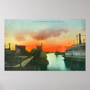 Sunset on the Harbour ViewStockton, CA Poster