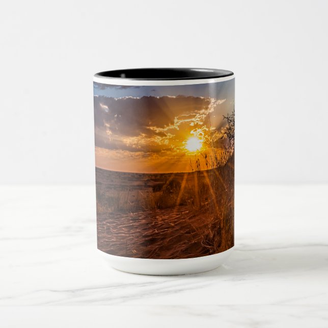 Sunset on the Kalahari desert, Namibia Mug (Center)