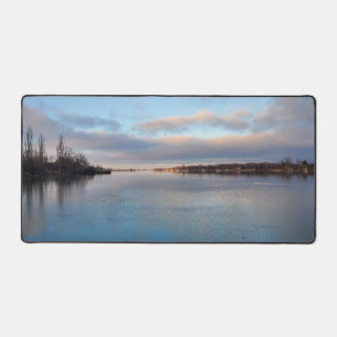 Sunset on the lake desk mat