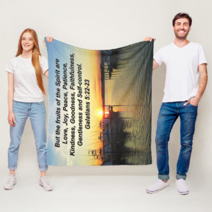 SUNSET ON THE LAKE FRUITS OF THE SPIRIT FLEECE BLANKET