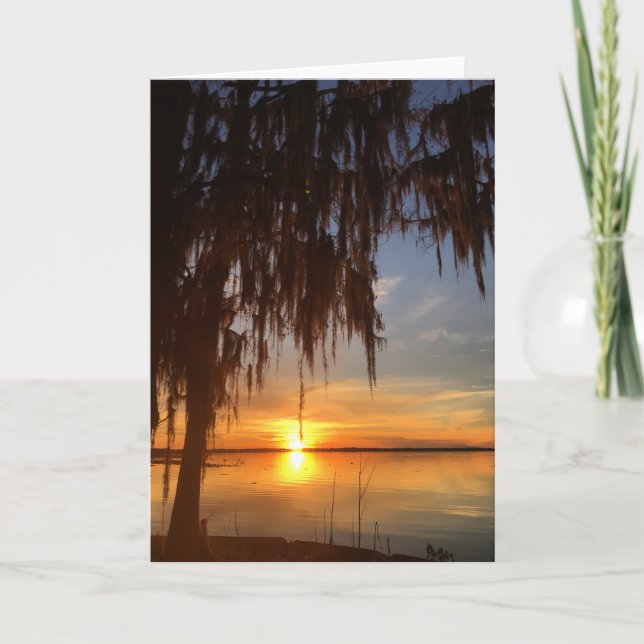 sunset on the lake greeting card (Front)