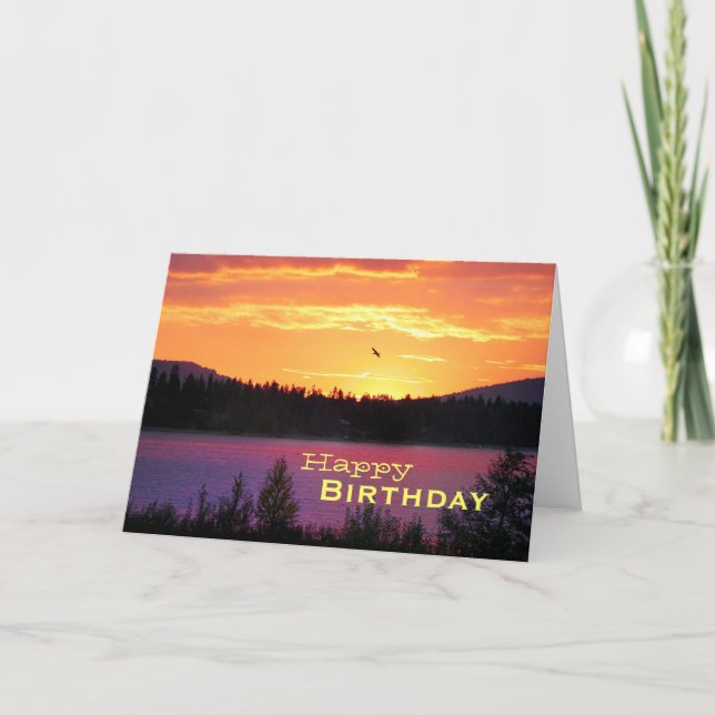 Sunset On The Lake, Happy Birthday Card (Front)