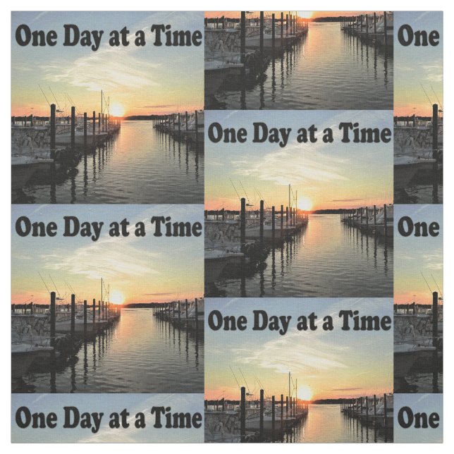 SUNSET ON THE LAKE ONE DAY AT A TIME FABRIC (Swatch)