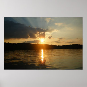 Sunset on the lake poster