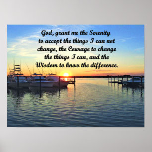 SUNSET ON THE LAKE SERENITY PRAYER ORIGINAL POSTER