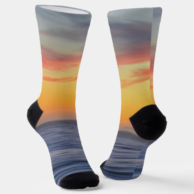 Sunset on the Ocean Abstract Crazy Socks (Angled)