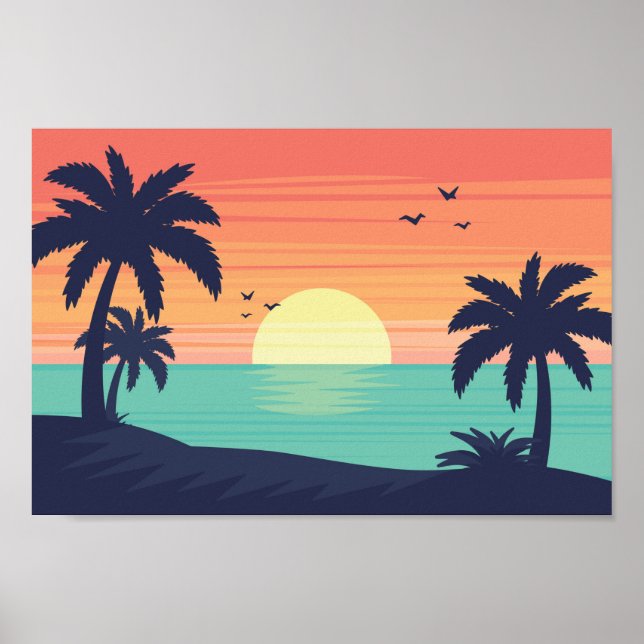 Sunset on the Ocean Poster (Front)