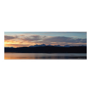 Sunset on the Olympic Mountains at Hood Canal Photo Print