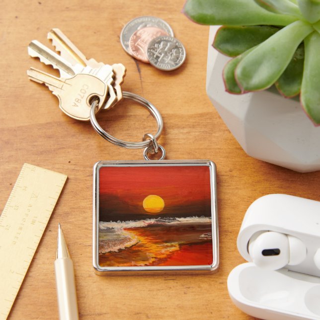 Sunset on the Pacific, by Gary Poling Key Ring (Desk)