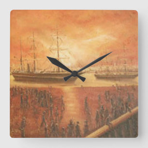 Sunset on the Past Square Wall Clock