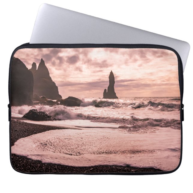 Sunset on the Reynisfjara black sand beach, Icelan Laptop Sleeve (Front)