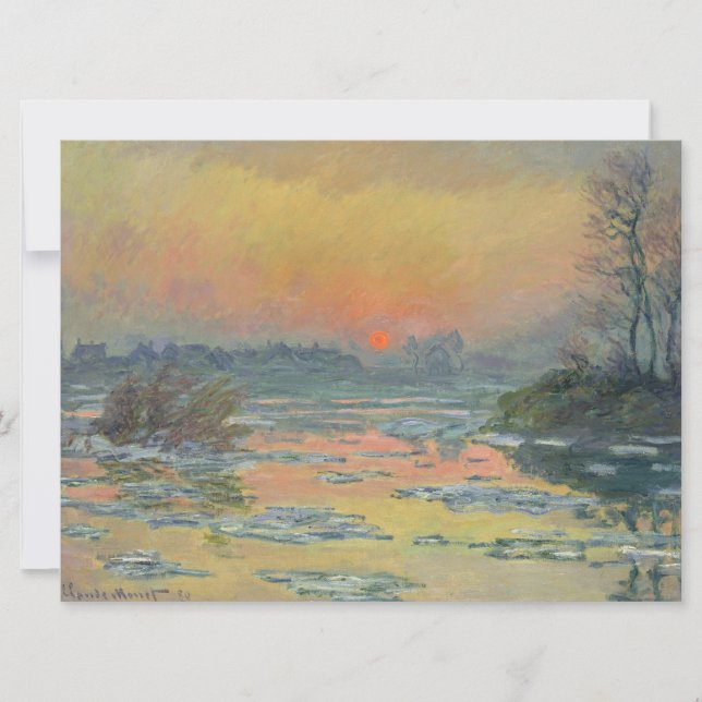 Sunset on the River Seine in Winter (Claude Monet) Card (Front)