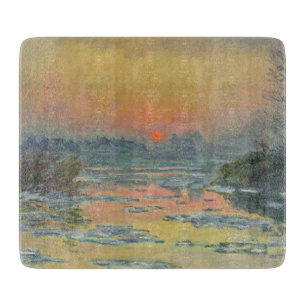 Sunset on the River Seine in Winter (Claude Monet) Cutting Board