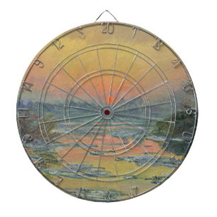 Sunset on the River Seine in Winter (Claude Monet) Dartboard