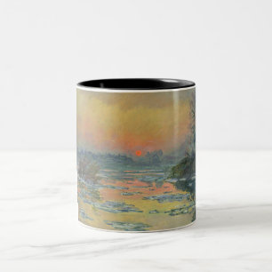 Sunset on the River Seine in Winter (Claude Monet) Two-Tone Coffee Mug