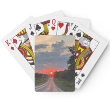 Sunset on the road Playing cards