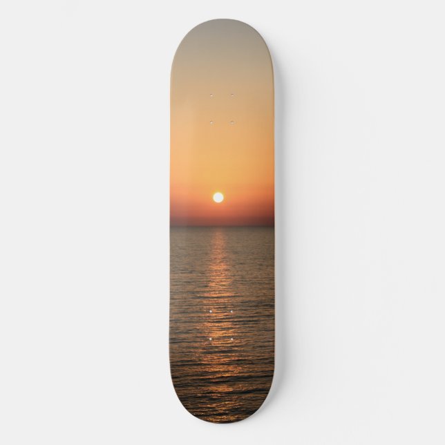 Sunset on the Sea, Glow on the Water, Nature, Skateboard (Front)