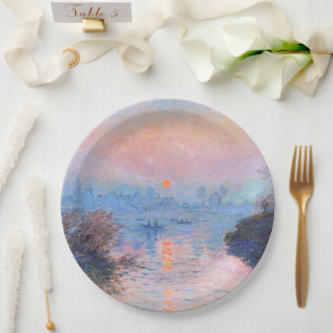 Sunset on the Seine Claude Monet Paper Plate