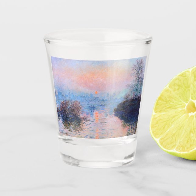 Sunset on the Seine Claude Monet    Shot Glass (Front)