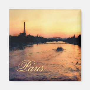 Sunset on the Seine in Paris, France Magnet