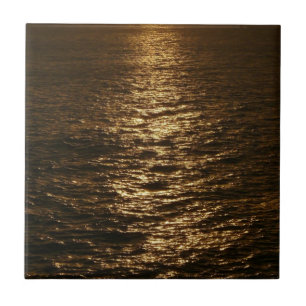 Sunset on the Water Abstract Ocean Photography Ceramic Tile