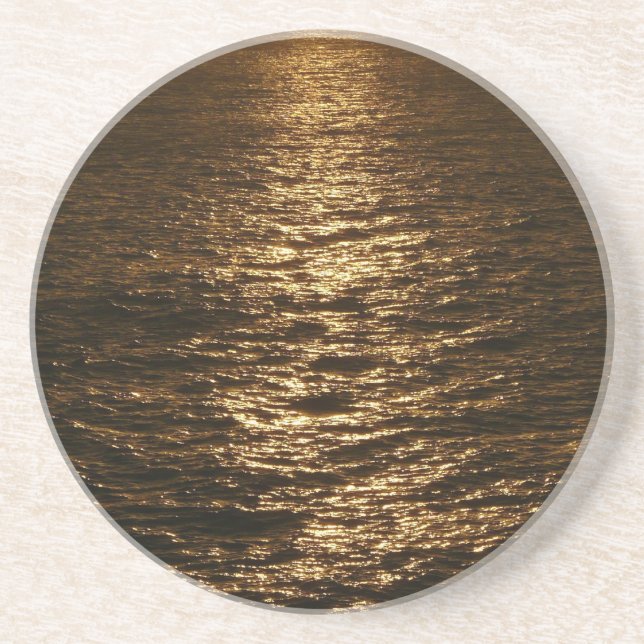 Sunset on the Water Abstract Ocean Photography Coaster (Front)