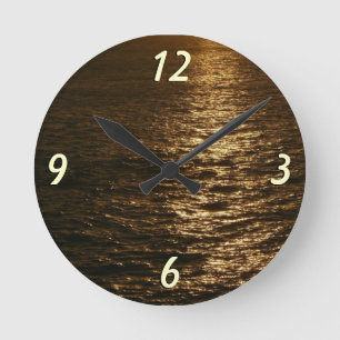 Sunset on the Water Abstract Ocean Photography Round Clock