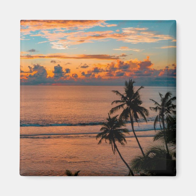 Sunset on this beautiful Mauritius Beach Magnet (Front)