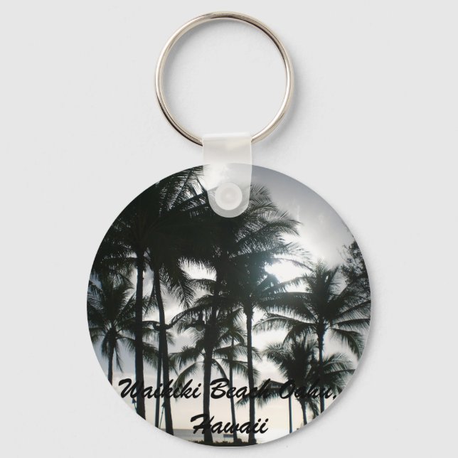 Sunset on Waikiki Beach Key Ring (Front)