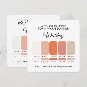 Sunset Orange and Blush Wedding Colour Palette Car Invitation
