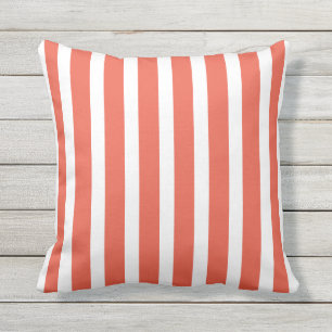 Sunset Orange and White Striped Cushion
