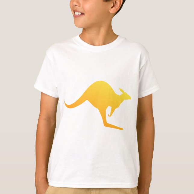 Sunset Orange Australian Kangaroo Hopping T-Shirt (Front)