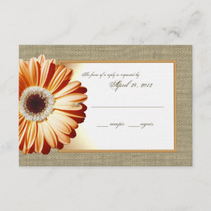 Sunset Orange Burlap and Daisy Response Card