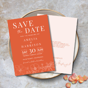 Sunset Orange Elegant Wedding Save The Date